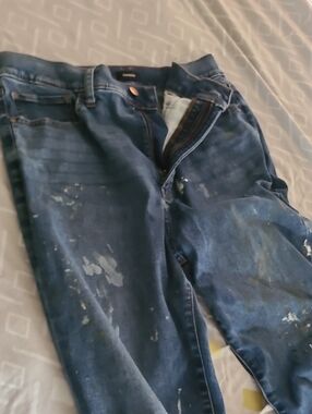 Express Kids Dark Blue Paint-Splatter Jeans